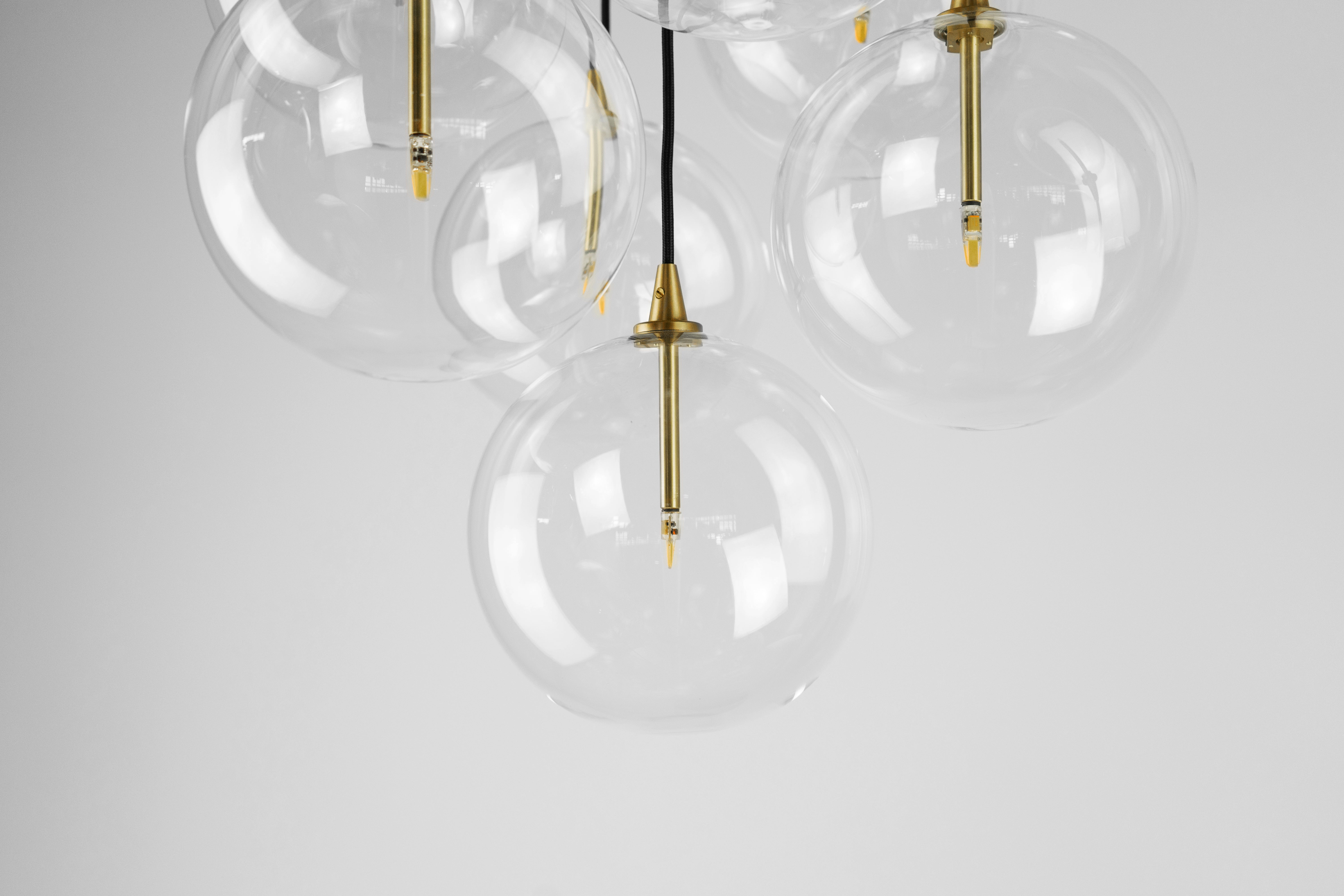 Schwung Cluster Transparent Globe Chandelier 13 Lights